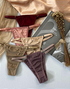 Calcinha fio duplo com regulagem na nateral cor nude