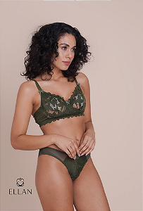 Calcinha fio conforto em renda florada e tule