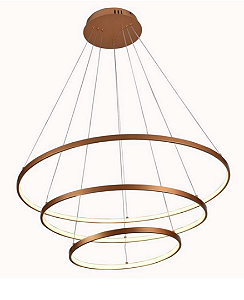 Pendente Luminária Led 3 Anéis Redondo Dourado Fosco 3000k