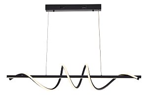 Lustre Pendente Led Design Espiral Preto Moderno 3 Cores Luz