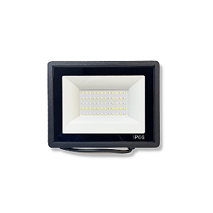 Refletor Slim/Fino Led Alumínio Preto 100w Branco-Frio 6000k