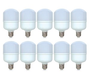 Kit 10 Lâmpada Super Bulbo Led 100W Bivolt E27 Branco Frio