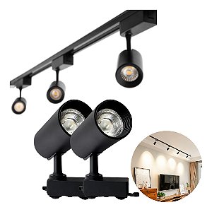 Kit Trilho Eletrificado 1M + 3 Spot 10w Bivolt Preto 4000K