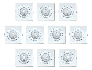 Kit 10 Spots Led Quadrado Embutir 6000k Bivolt 7w Luz Branca