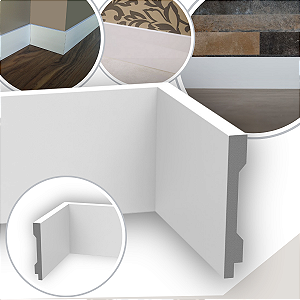 Rodapé de Poliestireno 10 cm Altura Branco Liso (13mm x 2 metros)