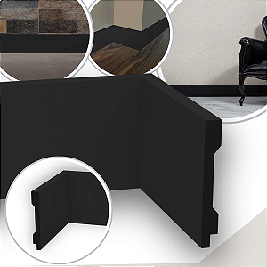 Rodapé de Poliestireno 15 cm Altura Preto Liso (13mm x 2 metros)