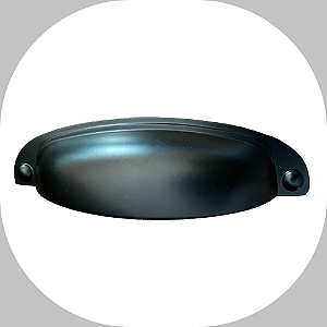 Puxador Concha Provençal 96mm Preto Fosco Kits