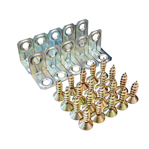 Kit 10 Mini Cantoneiras 16x16mm Zincada 2 Furos + Parafusos