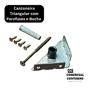 Kit Cantoneira Triangular Metalfixe com Parafusos e Bucha – Suporte para Móveis