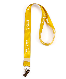 Cordão para crachá com personalização digital, largura 15mm, acabamento Jacaré com fixador + argola