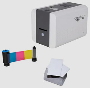 Impressora de Cartão PVC IDP Smart CH - 21S Pro Single Sided 153321 - Combo suprimentos 1 Ribbon Color 100 Imagens + 100 PVC Card
