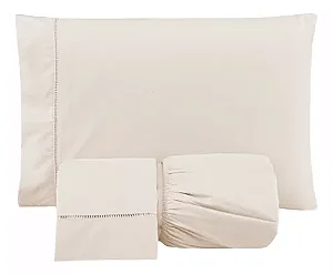 Jogo Lençol Cama Queen Size Elástico Percal 300 Fios Macio 3 Peças
