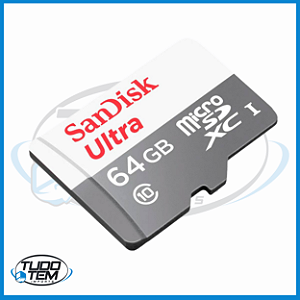 Cartão de memória micro SD 64gb, com adaptador, classe 10, SanDisk
