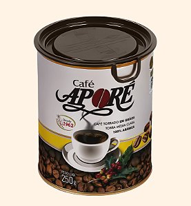 CAFÉ TORRADO EM GRÃO APORÉ 250G EMBALADO LATA GOURMET