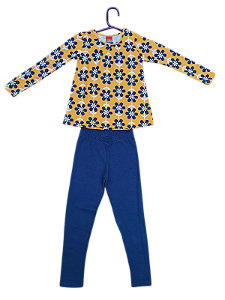 Conjunto Feminino - Blusa Estampada e Legging Azul