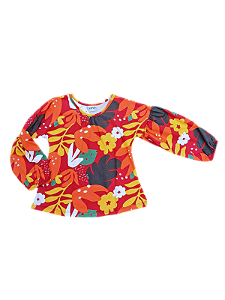 Conjunto Infantil Floral e Calça Cinza com Estampa