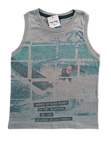 Regata Infantil Quimby Masculina Estampa Califórnia – Cinza Mescla