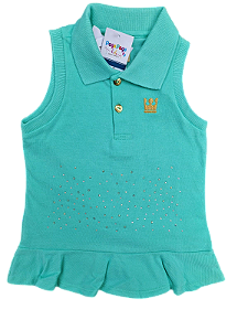 Blusa Regata Infantil Coloritta – Verde Água com Pedrarias