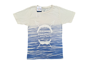 Camiseta Infantil Masculina Marisol – Estampa Tubarão Azul e Bege