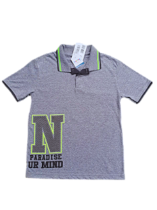 Camiseta Polo Infantil Masculina Cinza – Estampa KYLY