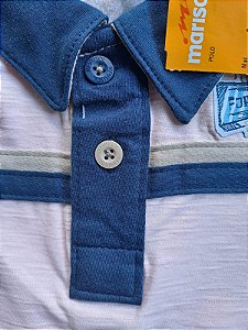 Camisa Polo Infantil Rosa com Detalhes Azul Marinho - Marisol