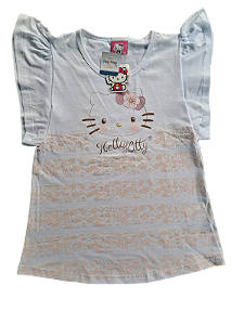 Camiseta Infantil Hello Kitty com Manga Princesa