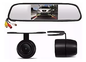 Monitor de Espelho Retrovisor HD 10.92cm TFT LCD com Câmera de Visão Noturna para Ré