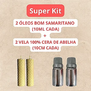 2 OLEOS BOM SAMARITANO  10ml + 2 VELA 100% CERA DE ABELHA 10CM