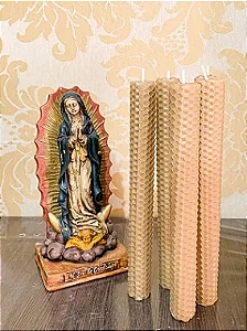 Kit com 5 velas de cera 100% de abelha - 20cm (Modelo ALTAR - CASTIÇAL)