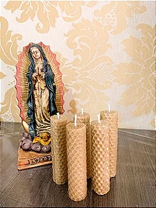 Kit com 5 velas 100% cera de abelha - 10cm (Modelo ALTAR - CASTIÇAL)