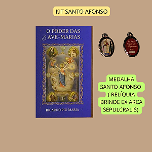 "O poder das 3 Ave-Marias" mais MEDALHA COM RELÍQUIA (BRINDE) SANTO AFONSO
