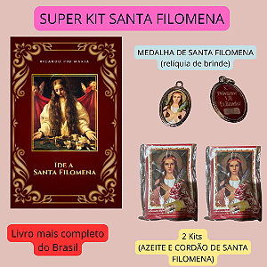 SUPER KIT SANTA FILOMENA - LIVRO + MEDALHA +AZEITE + CORDÃO