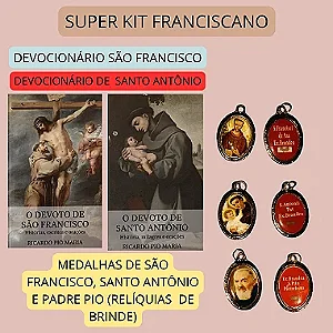 SUPER KIT FRANCISCANO: 2 DEVOCIONÁRIOS E 3 MEDALHAS