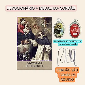 SUPER KIT DOMINICANO- DEVOCIONÁRIO + MEDALHA DE SÃO DOMINGOS (relíquia brinde) + CORDÃO DE SÃO TOMAS   FRETE GRÁTIS