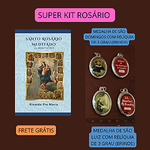 SUPER KIT DO ROSÁRIO - 2 MEDALHAS (reliquia brinde) e ROSARIO MEDITADO com frete grátis