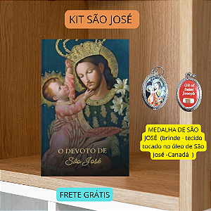 KIT SÃO JOSÉ - DEVOCIONÁRIO + MEDALHA SÃO JOSÉ(tecido tocado óleo São José- brinde)