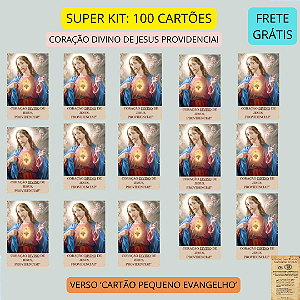 KIT 100 CARTÕES 'CORAÇÃO DIVINO DE JESUS PROVIDENCIAI' FRETE GRÁTIS