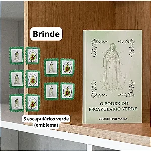 "O poder do escapulário verde" + 5 escapulários emblema - frete grátis