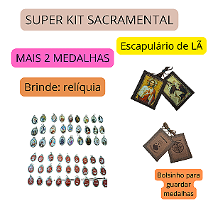 ESCAPULÁRIO DO CARMO + 2 MEDALHAS com RELÍQUIA de Brinde com Frete grátis
