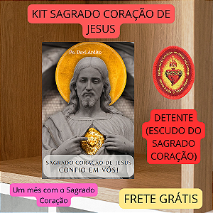 KIT SAGRADO CORAÇÃO - 33 DIAS COM SAGRADO CORAÇÃO E DETENTE - FRETE GRÁTIS