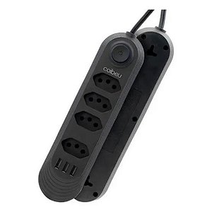 Extensão De 4 tomadas, 3 Entradas USB e Com Botão Power Geral