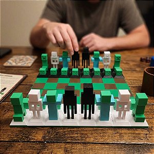 Jogo De Xadrez Minecraft Peças E Tabuleiro