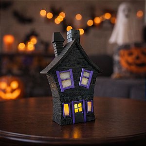 Casinha Halloween Enfeite Com Vela Led
