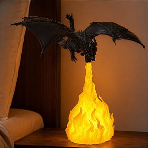 Luminária Dragão De Fogo Abajur Mesa