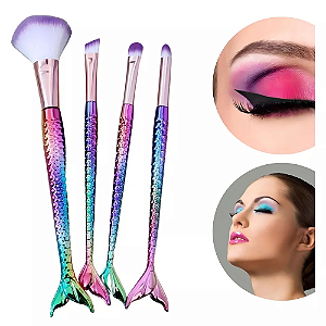 Kit Pincéis Sereia c/ 4 unid - Furta-cor / Rose Gold