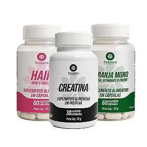 Força, Beleza e Equilíbrio em Um Só Combo Creatina, Laranja Moro e Hair