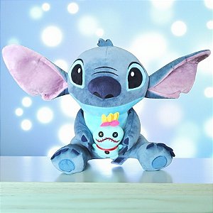 Pelúcia Stitch Com Scrump Bordado 33cm - Lilo & Stitch - 1 unidade - Disney Original - Rizzo