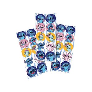 Adesivo Redondo - Stitch - 30 unidades - Disney Original - Rizzo