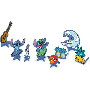 Decoração de Mesa Festa Stitch - 8 unidades - Disney Original - Rizzo Festas