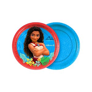 Prato Papel Redondo - Moana - 8 unidades - Disney Original  - Rizzo